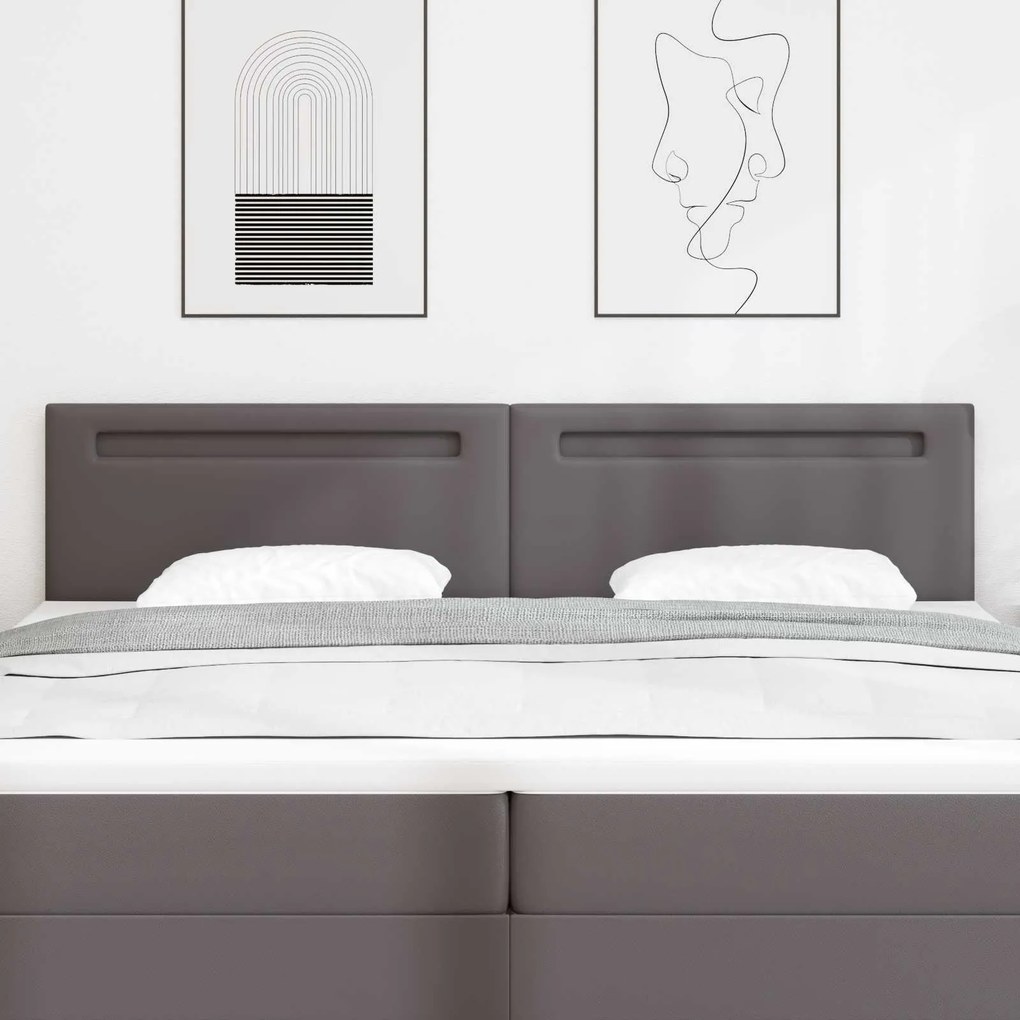 vidaXL Cabeceira LED Cinzeto 200 cm Couro Sintético