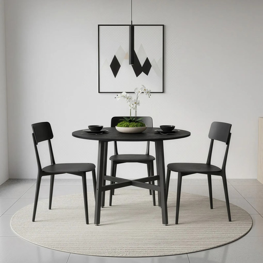 Mesa de jantar redonda pequena 80 cm de diâmetro (CADEIRAS NÃO INCLUIDAS) preta