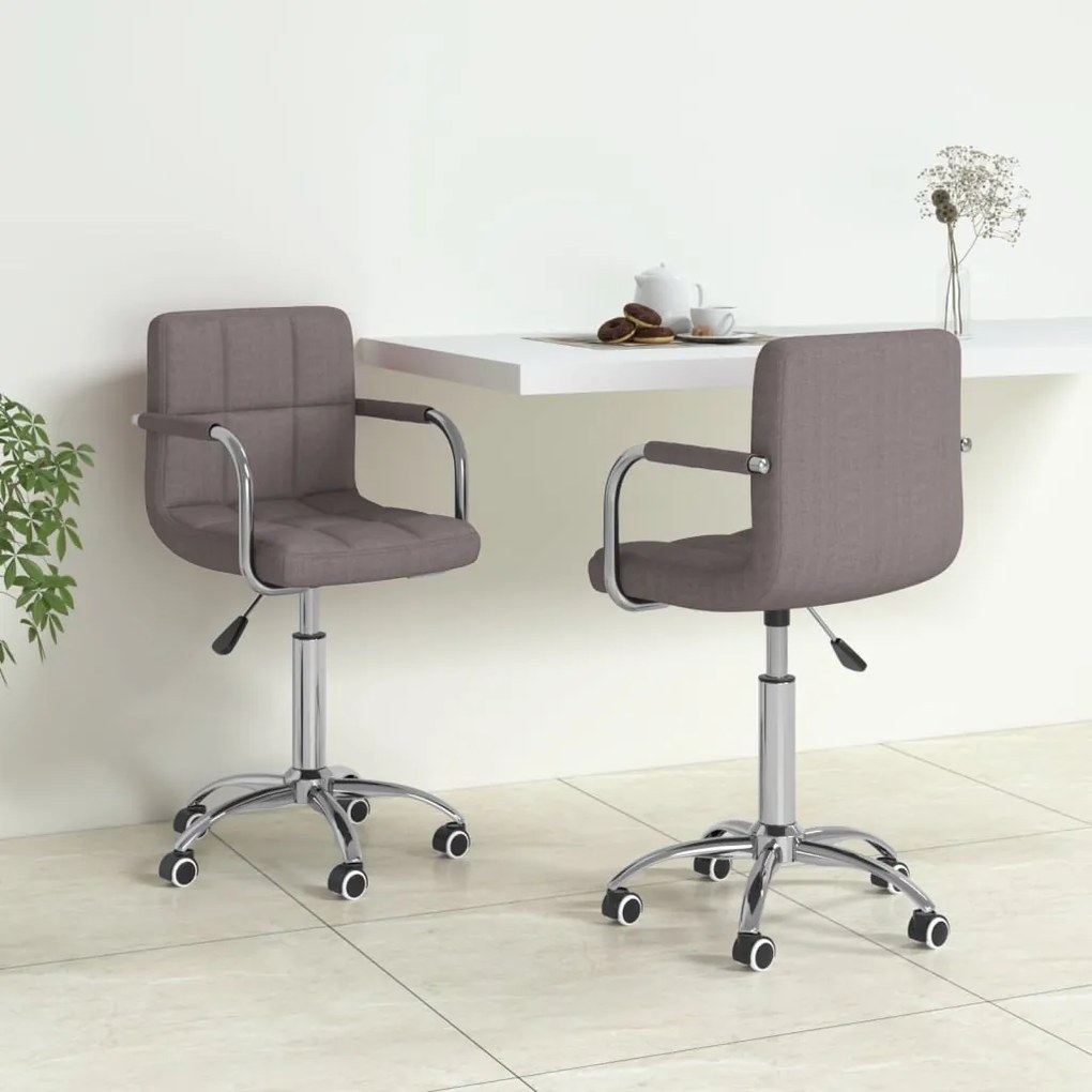 vidaXL Cadeiras de jantar giratórias 2 pcs tecido cinzento-acastanhado
