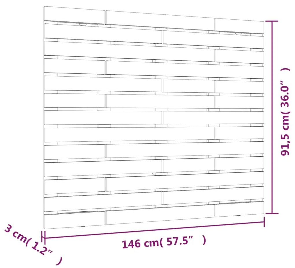 Cabeceira de parede 146x3x91,5 cm madeira de pinho maciça
