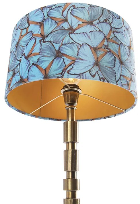 Candeeiro de mesa Art Deco bronze 35 cm com abajur com design de borboleta - Torre Art Deco