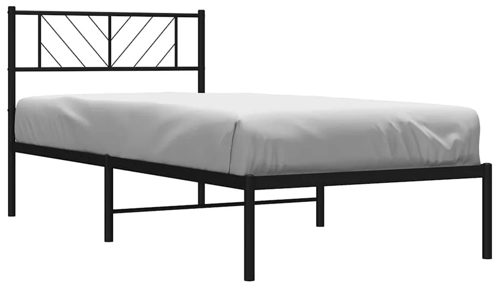 Estrutura de cama com cabeceira 100x200 cm metal preto