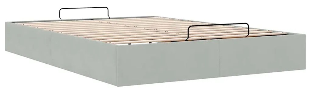 Otomano Bed Frame No Colchão Cinzento Claro 140x190 cm Veludo