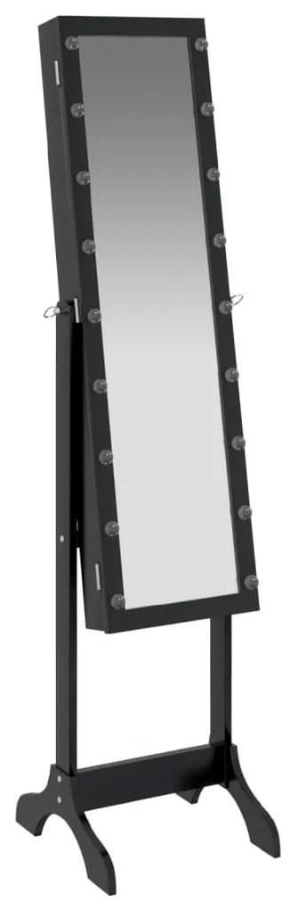 Espelho de pé com luzes LED 34x37x146 cm preto