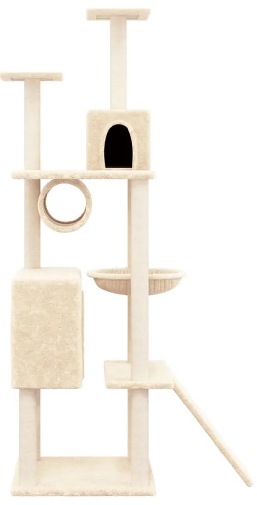 Árvore para gatos c/ postes arranhadores sisal 168 cm cor creme
