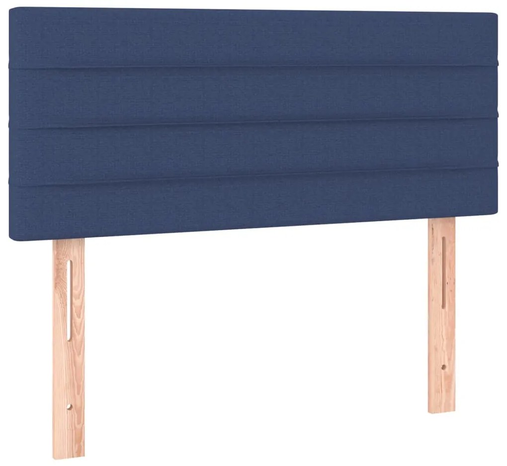 Cama box spring c/ colchão e LED 90x190 cm tecido azul
