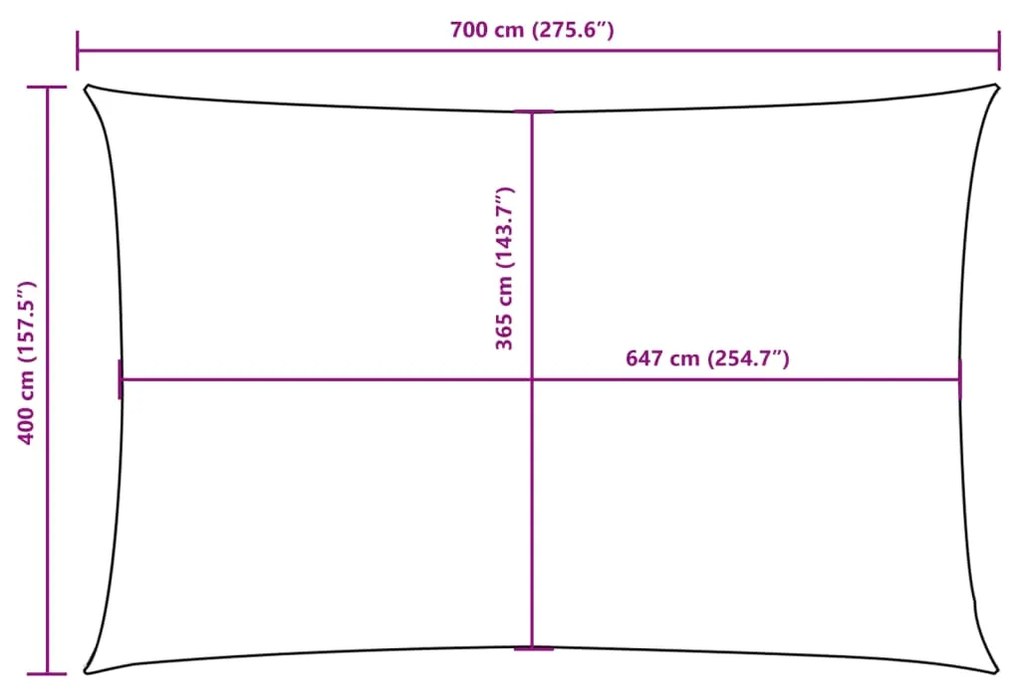 Para-sol estilo vela tecido oxford retangular 4x7 m branco