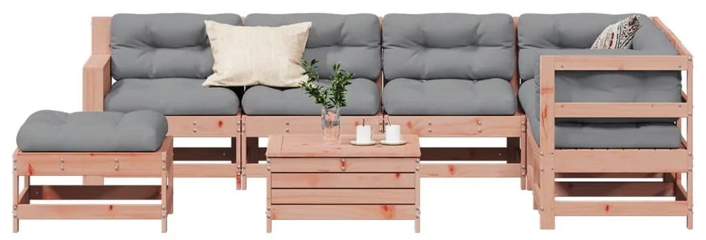 vidaXL 8 pcs conj. lounge jardim c/ almofadões madeira douglas maciça