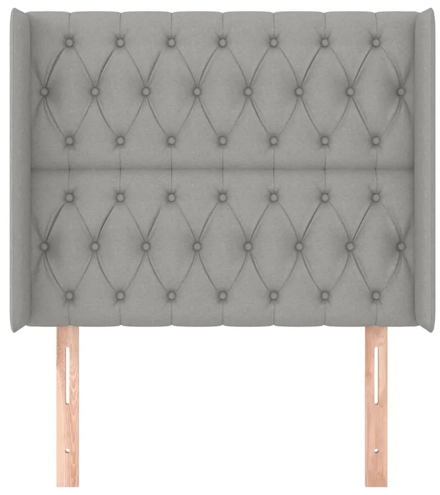 Cabeceira de cama c/ abas tecido 93x16x118/128cm cinzento-claro