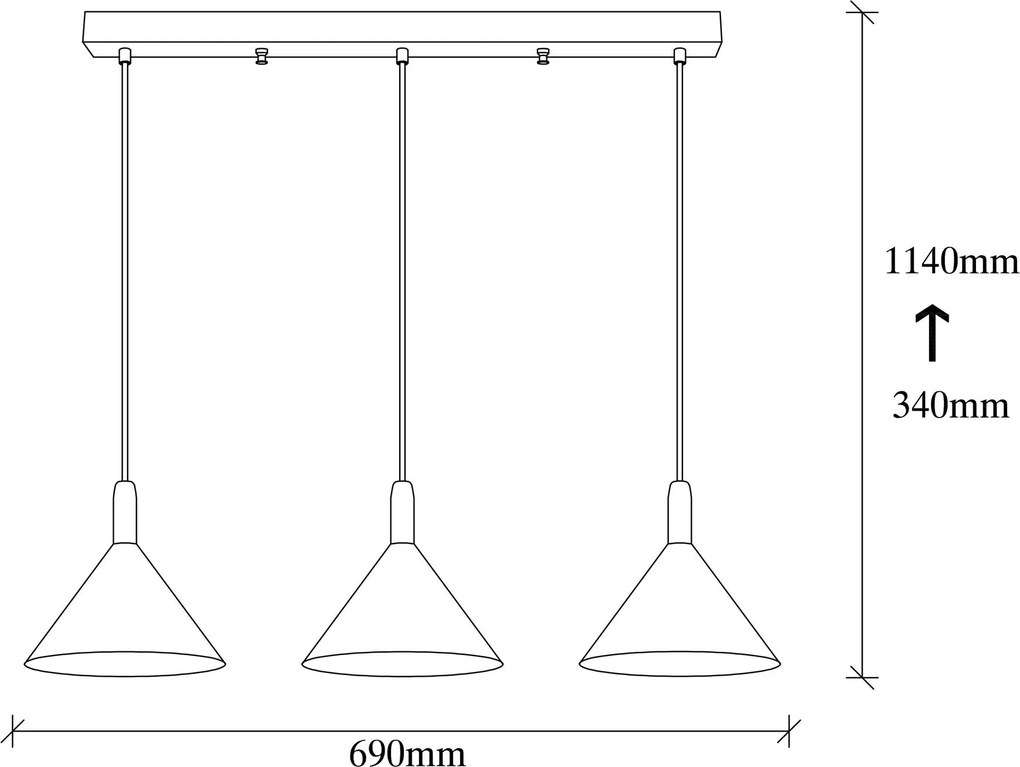 Chandelier Berceste – Preto – 37 cm Diâmetro, 122 cm Altura