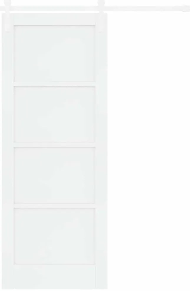 Porta Deslizante com Kit de Componentes Branca 78x202 cm Madeira Sólid