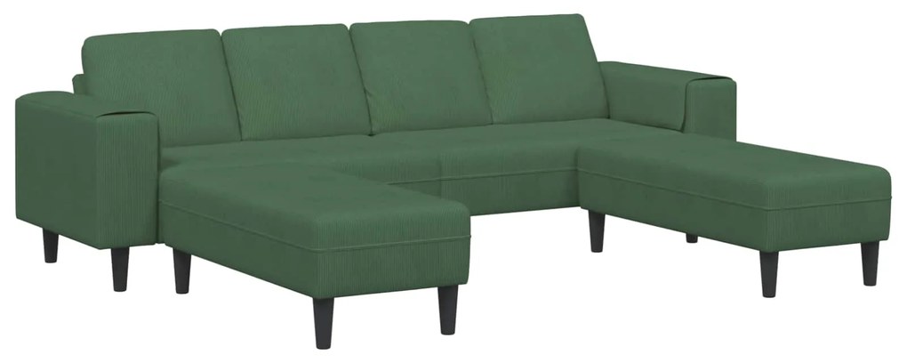 vidaXL Sofá Verde Escuro 250 x 188 x 76 cm Tecido de Veludo Cotele