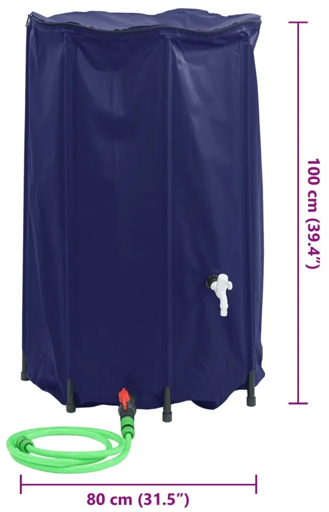 Depósito de água dobrável com torneira 500 L PVC