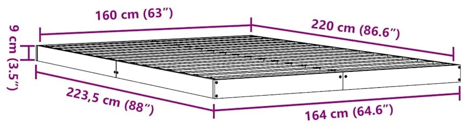 Cama de chão vidaXL 160x220 cm Madeira de pinho