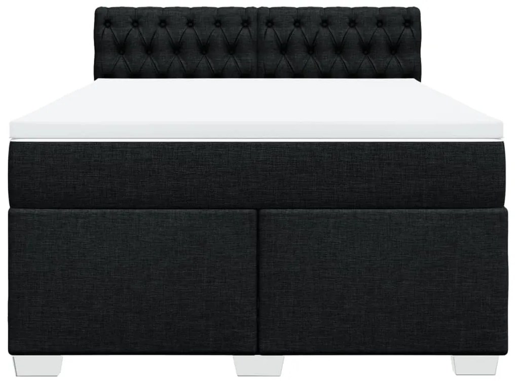Cama com molas/colchão 140x200 cm tecido preto