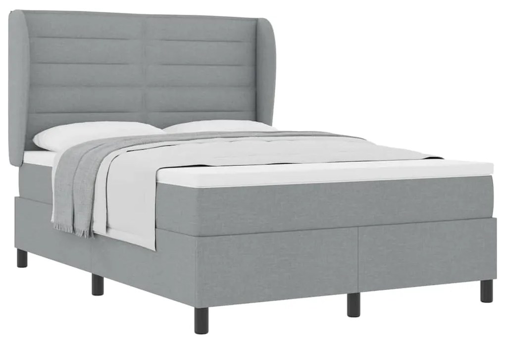 Cama Box com Colchão Cinza Claro 140x200 cm - Tecido