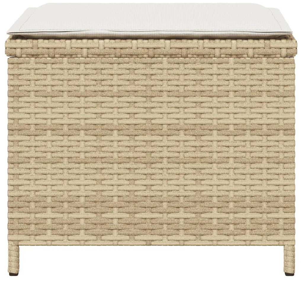Bancos de jardim com almofadões 4 pcs 41x41x36 cm vime PE bege