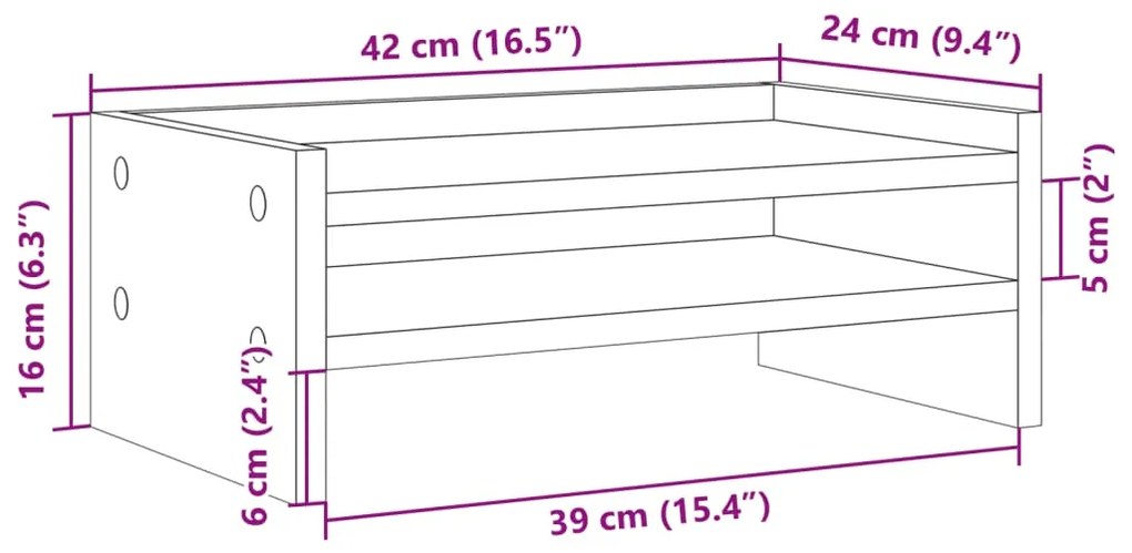 Suporte para monitor 42x24x16 cm deriv. madeira cinza cimento