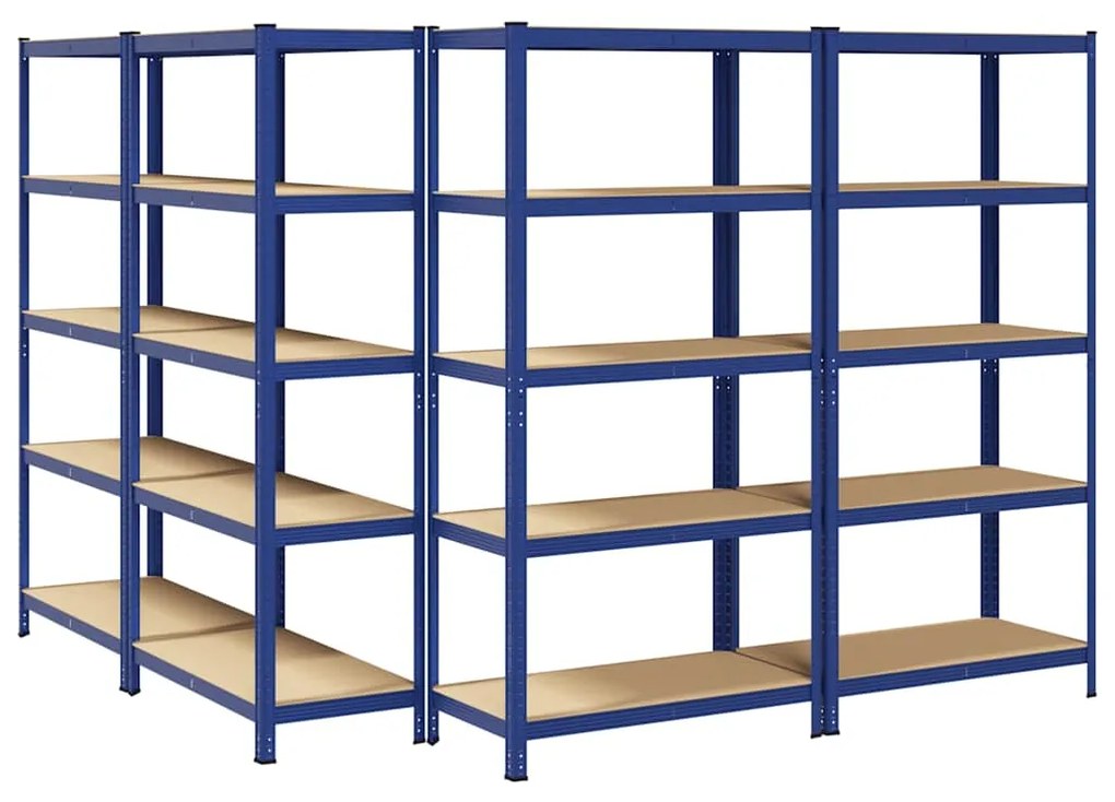 Prateleiras de armazenamento de 5 camadas 4 pcs aço azul