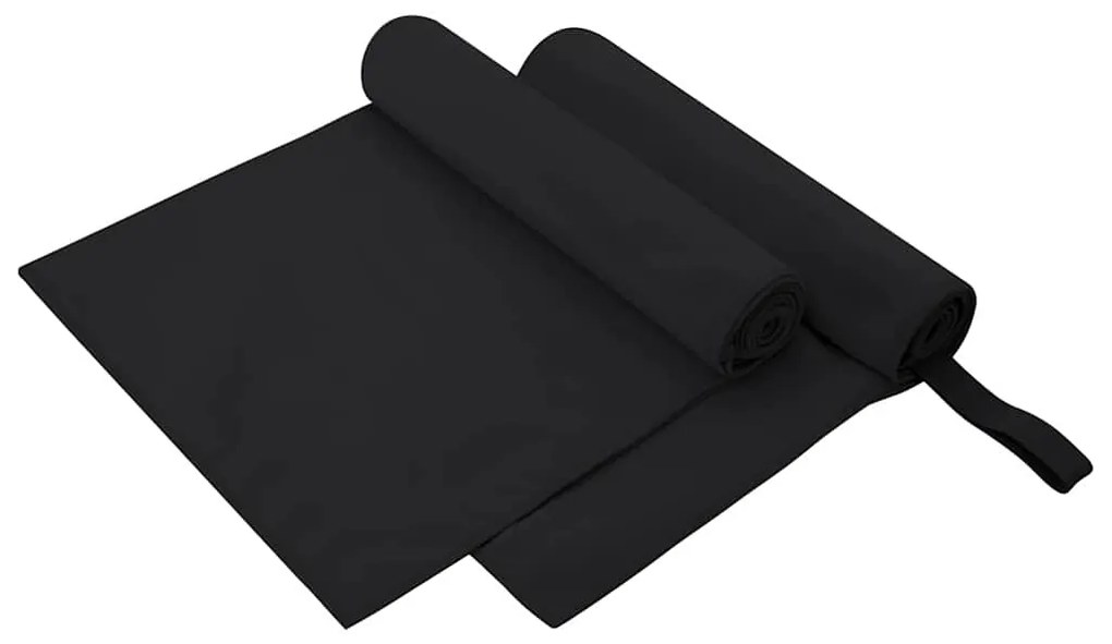 vidaXL Toalhas Esportivas 2 pcs Preto 100 x 50 cm