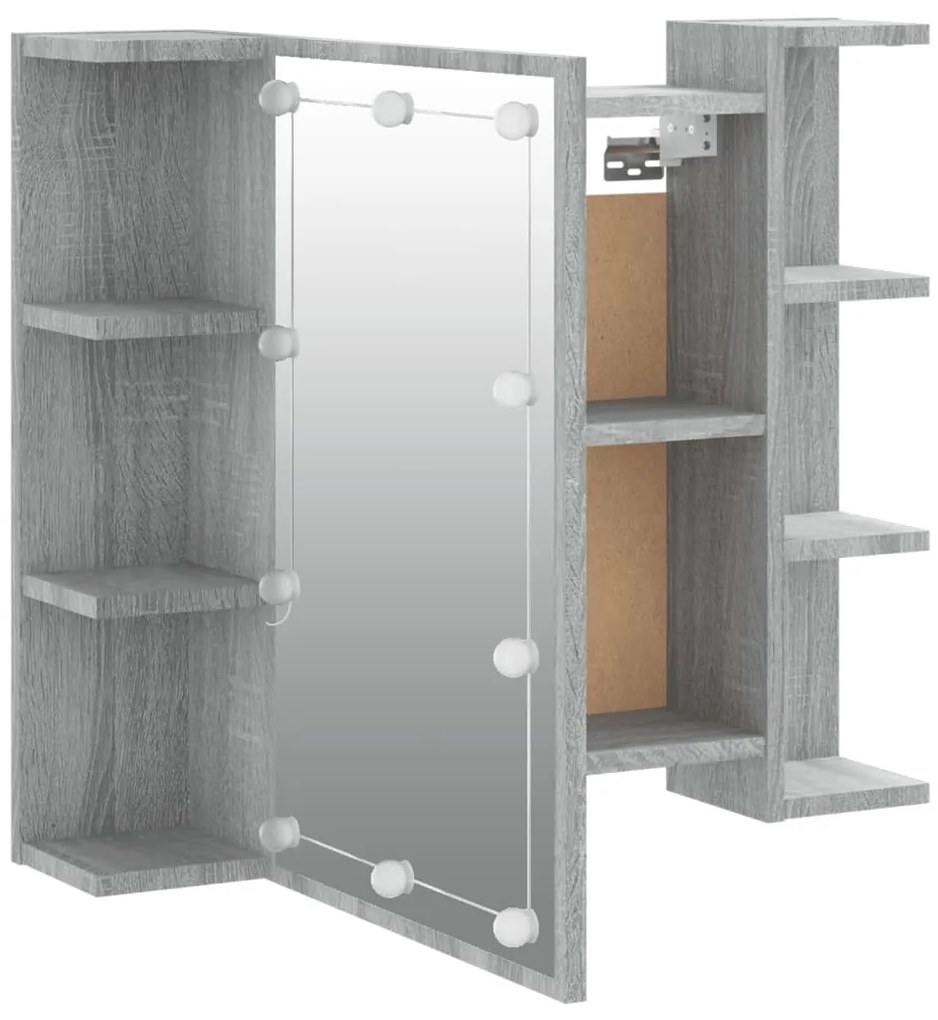 Armário espelhado com LED 70x16,5x60 cm sonoma cinza