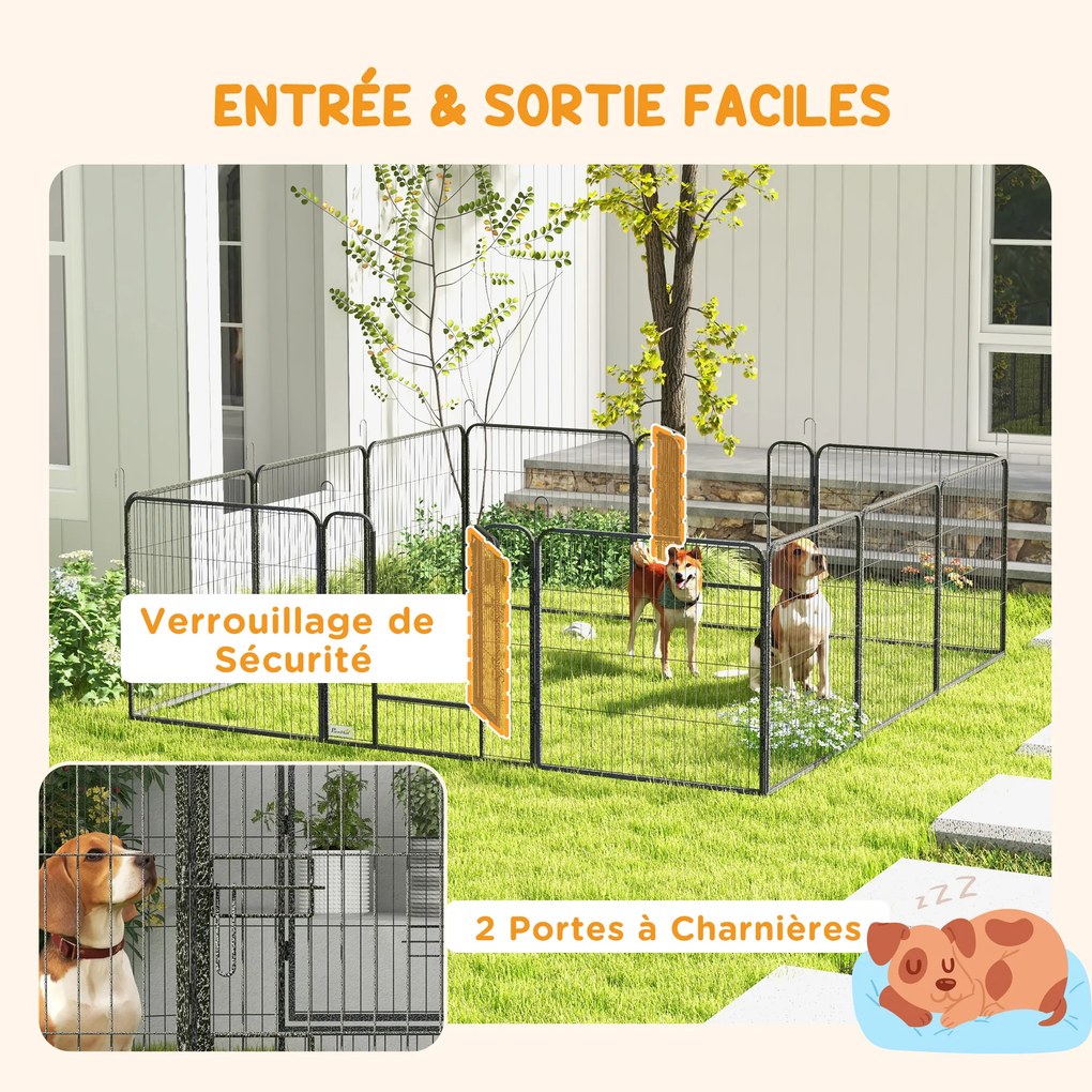 Recinto modular em aço com revestimento epóxi e porta com fechadura para cães e pequenos animais, para uso interior e exterior, 80 x 80 cm, cinzento