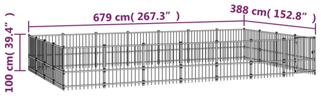 Canil de exterior 26,35 m² aço