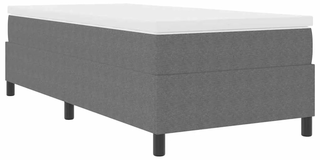 Cama Box Spring com Colchão - Cinza Claro, Solteiro, Tecido de Corduro