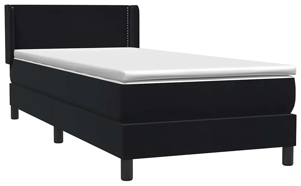 Cama com molas/colchão 80x220 cm veludo preto