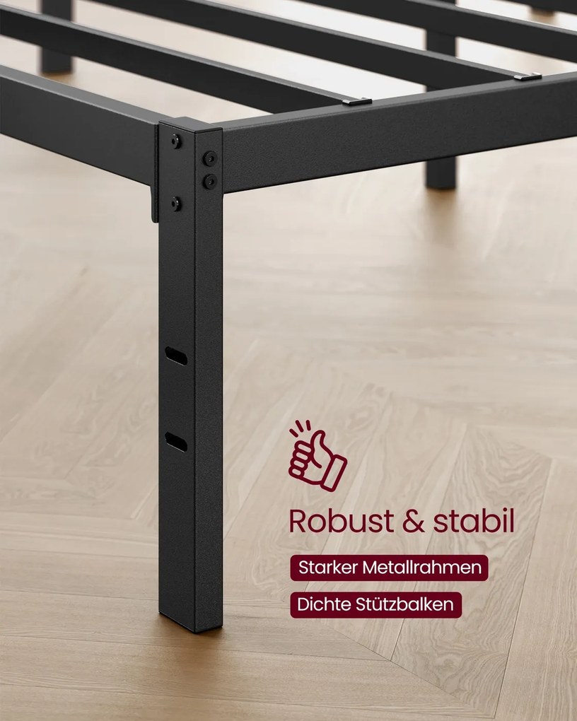 Estrutura de cama em metal 200 x 90 x 40,6 cm (COLCHÃO NÃO INCLUIDO) com espaço de arrumação e design moderno Preta