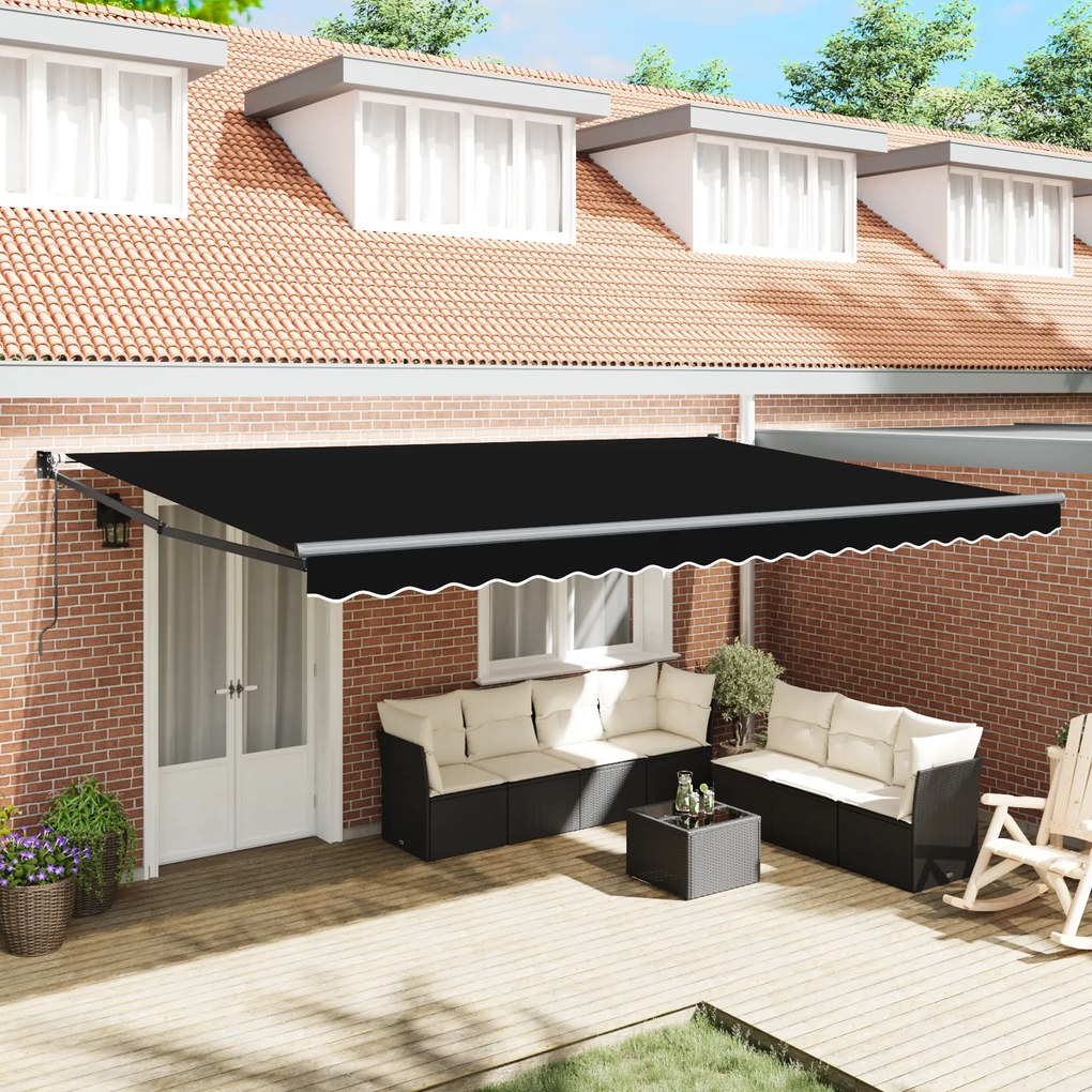 Toldo Retrátil Automático Preto 500x300 cm vidaXL