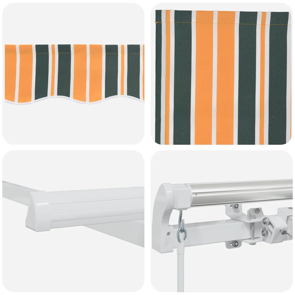 Toldo Retrátil Manual vidaXL Verde e Amarelo 450x350 cm