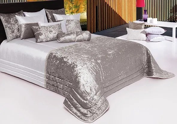 COLCHA TIPO EDREDÃO - COLCHA VELOUR CINZA COM ALMOFADAS DECORATIVAS 45X55 CM: 250 cm x 260 cm