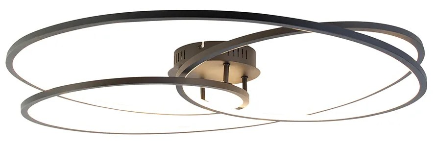 Candeeiro de teto preto 78 cm com LED regulável em 3 níveis - Rowin Design