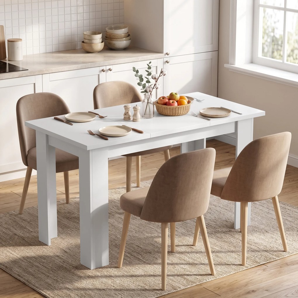 Mesa de Jantar com Tampo Elevável (CADEIRAS NÃO INCLUIDAS), 120 x 60 x 75,5 cm, Arrumação Oculta, Branco