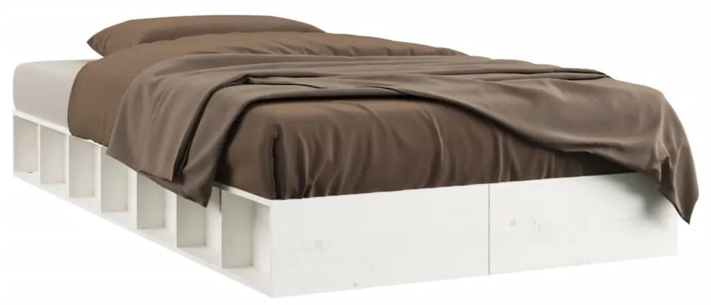 Estrutura de cama branco 100x200 cm madeira maciça