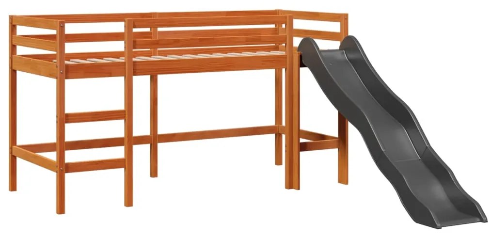 Cama alta p/ criança c/ cortinas 90x190 cm pinho maciço rosa