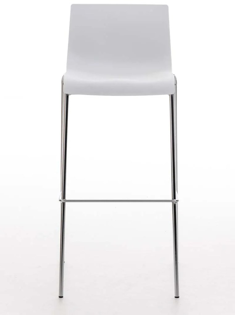 Banco de bar Hoover em plástico e com estrutura cromada 43 x 100 x 48 cm Branco