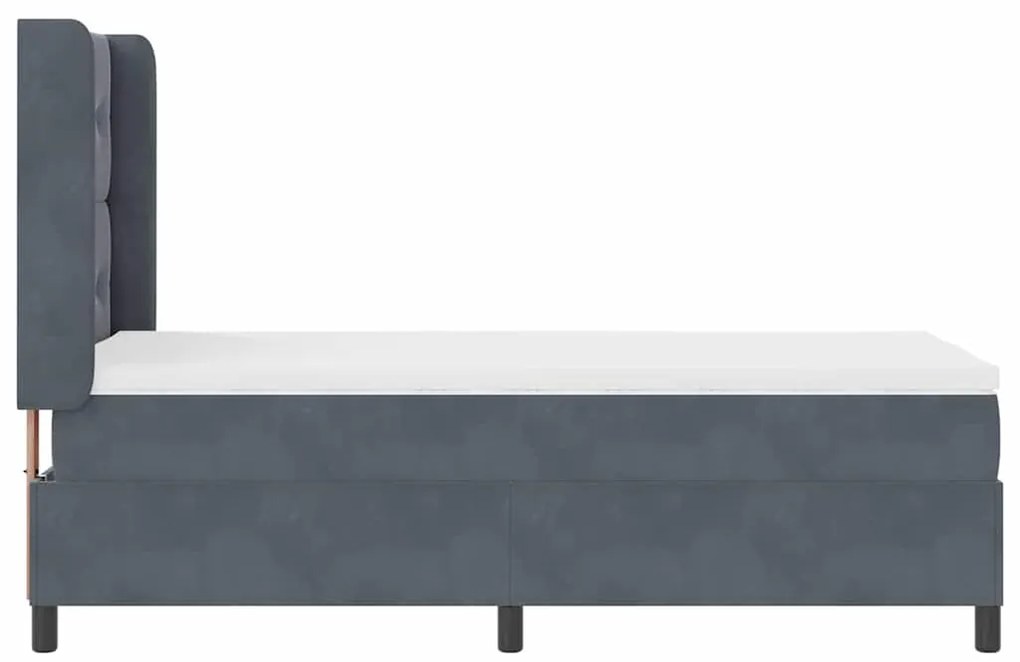 Cama Box com Colchão &amp; LED VidaXL Cinza Escuro 80x200 cm Veludo