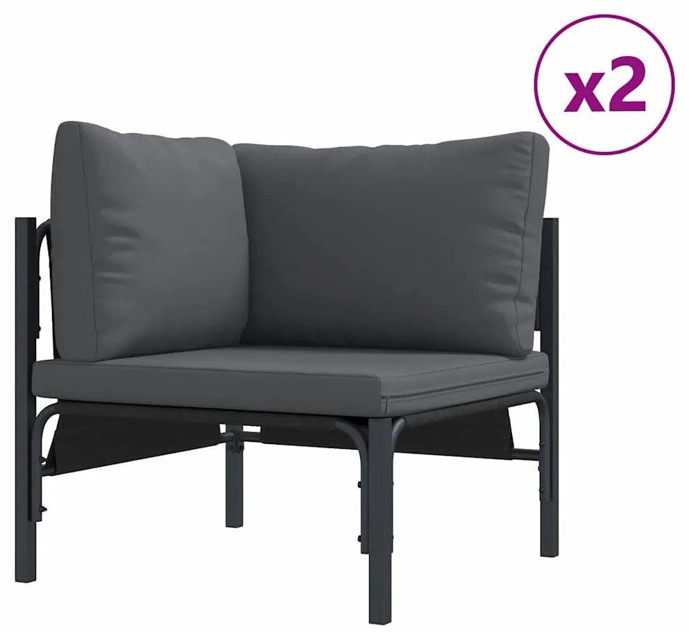 Conjunto de Sofá de Jardim 8 pcs Cinzento-escuro Aço
