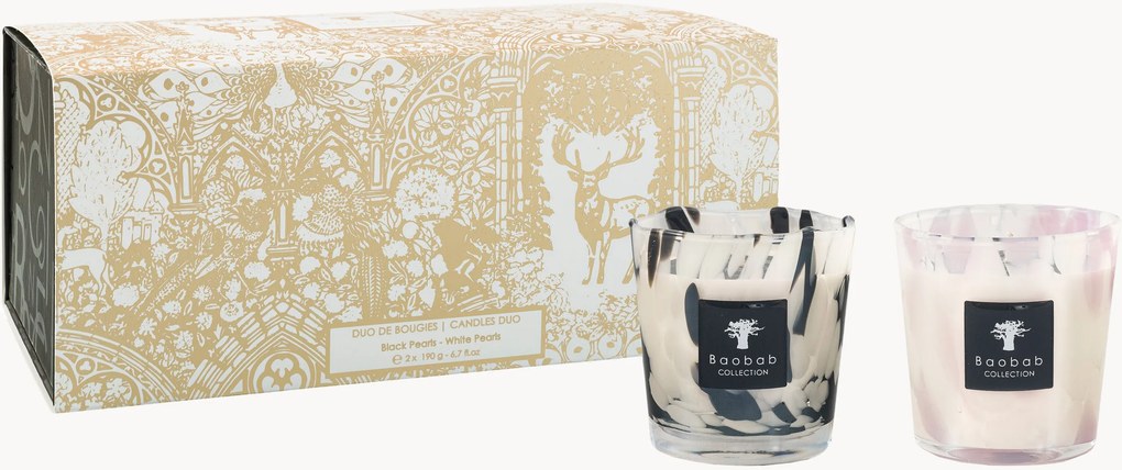 Velas perfumadas White Pearls & Black Pearls, conjunto de 2 (Orquídea, Toranja)