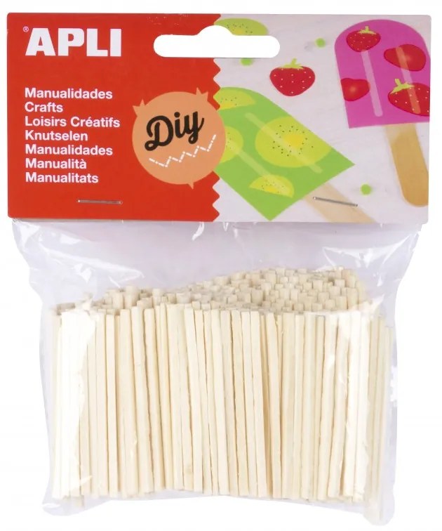Mini Varetas de Madeira Natural APLI 50 x 2 mm – Bolsa com 500 Unidades
