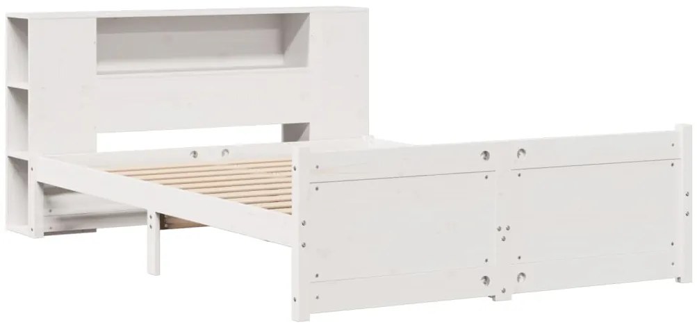 Cama com estante sem colchão 160x200 cm pinho maciço branco