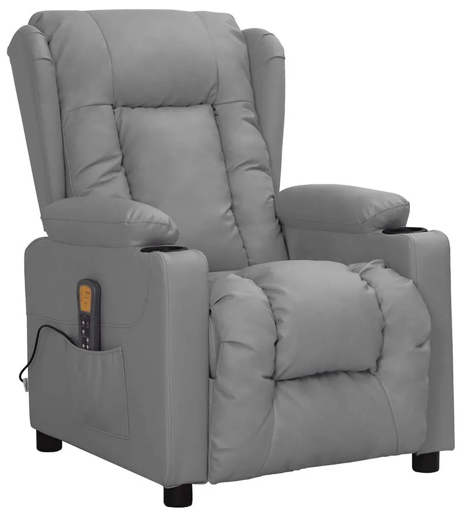 Cadeira de massagens couro artificial cinzento