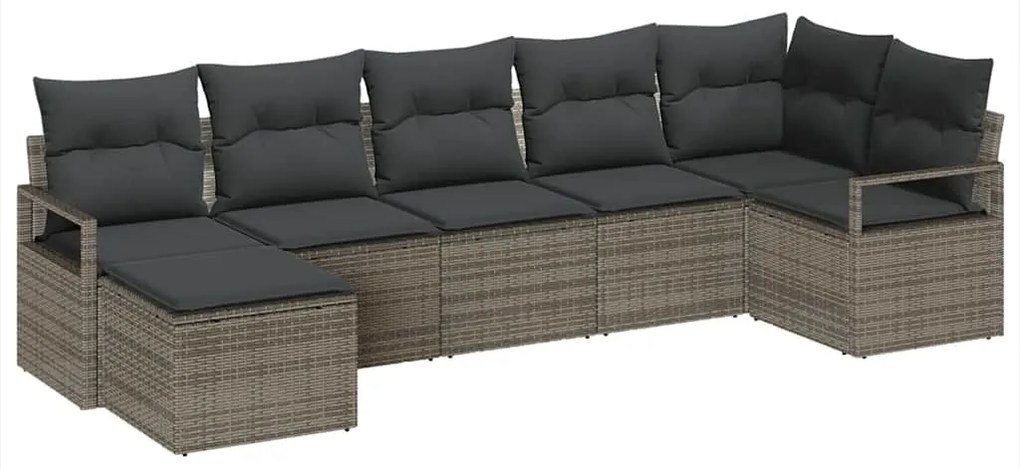 Conjunto de sofá de jardim de 7 peças com almofadas em rattan sintétic
