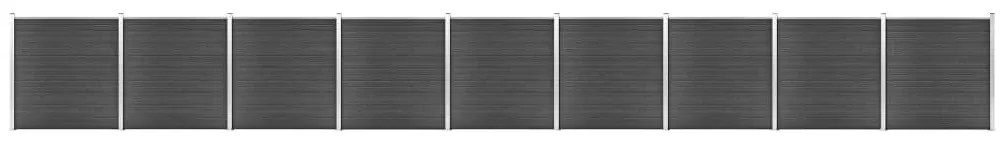 vidaXL Conjunto de painel de vedação WPC 1564x186 cm preto