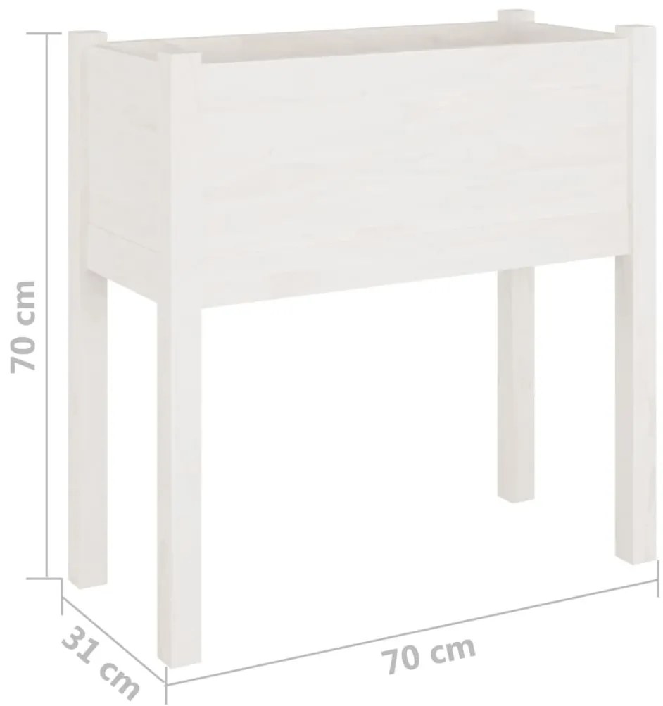 Vaso de jardim 70x31x70 cm madeira de pinho maciça branco