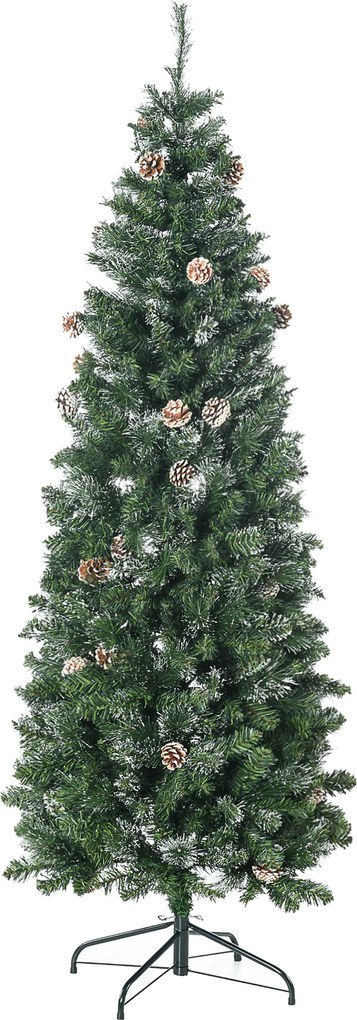 Árvore de Natal artificial com 618 ramos cobertos de neve, suporte em aço, com base dobrável em aço