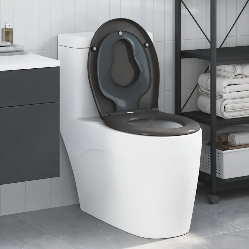 vidaXL Assento de Toilette de Liberação Rápida Antracite