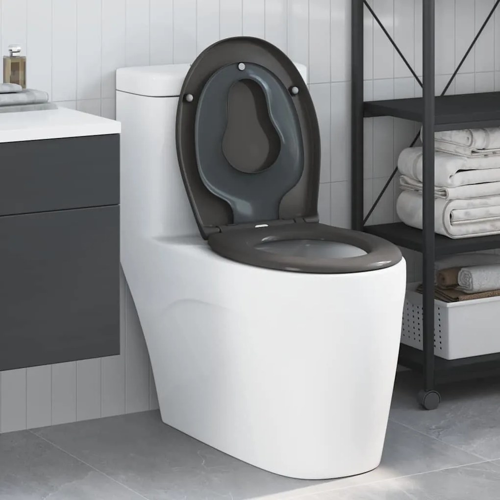 vidaXL Assento de Vaso Sanitário Antracite 47 x 37 x 4 cm Duroplast